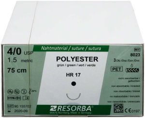 RESORBA® Polyester Nahtmaterial HR17 4/0 75cm 36er (Karl Hammacher)