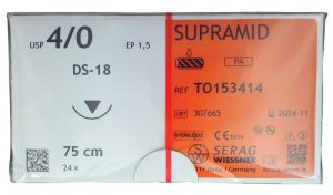 SUPRAMID® Nahtmaterial schwarz 4/0 DS18 - 0,75m (Serag - Wiessner)