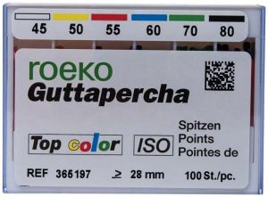ROEKO Guttapercha-Spitzen Top color Schiebeschachtel - Gr. 045-080 sortiert (Coltene Whaledent)
