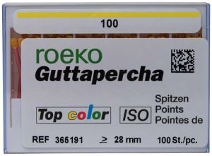 ROEKO Guttapercha-Spitzen Top color Schiebeschachtel - Gr. 100 , gelb (Coltene Whaledent)